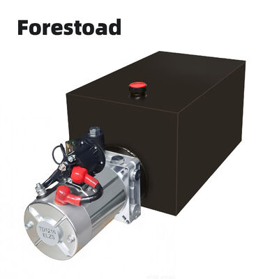 Forestoad 10 Quart Hydraulische Antriebseinheit Einwirkungs 12V/DC Hydraulikpumpe für Dump Trailer Autoheben, SAE#6 Stecker,2 GPM Durchflussrate, 3200 PSI Max-Relevationsdruck, Metallbehälter 2,5 Gal